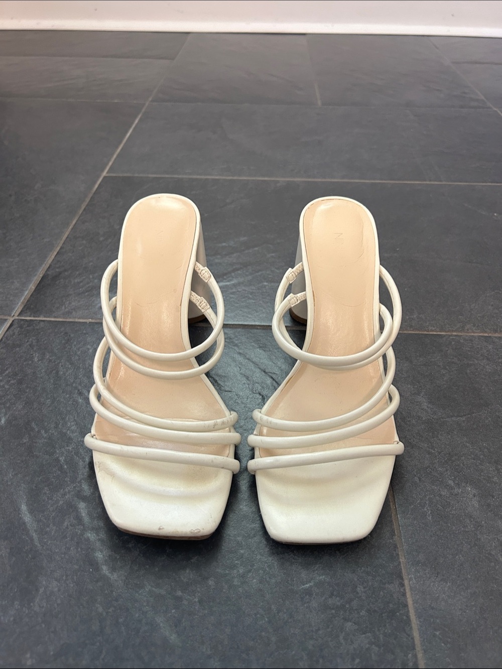 White Strappy Square-Toe Women’s Heels